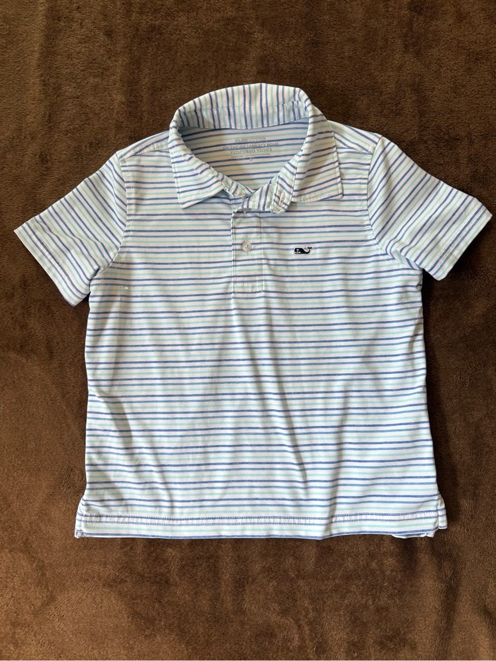 Vineyard Vines Light Blue Striped Short-Sleeve Polo
